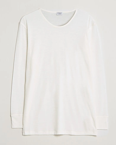 Mies |  | Zimmerli of Switzerland | Wool/Silk Long Sleeve T-Shirt Ecru