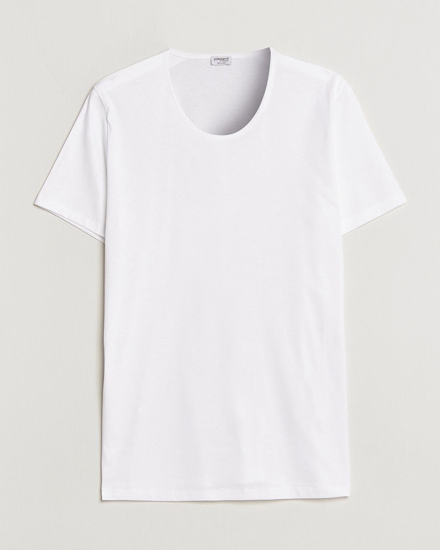 Zimmerli of Switzerland Sea Island Cotton Crew Neck T-Shirt White – Valkoinen
