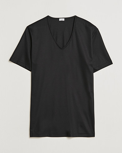 Mies | Zimmerli of Switzerland | Zimmerli of Switzerland | Sea Island Cotton V-Neck T-Shirt Black