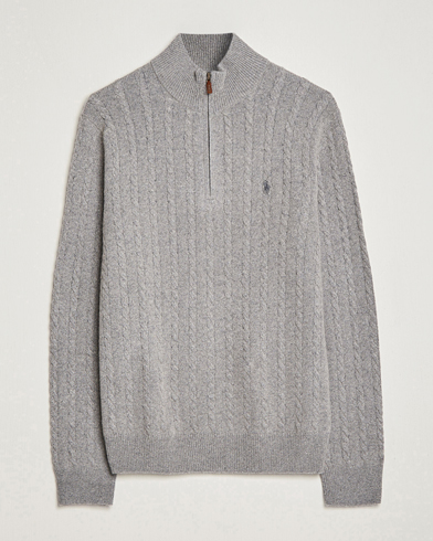 Mies | Half-zip | Polo Ralph Lauren | Cotton/Wool Cable Half-Zip Fawn Grey Heather