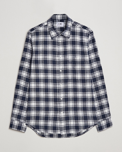 Mies |  | NN07 | Arne Brushed Cotton Checked Shirt Navy/White