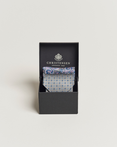 Mies | Amanda Christensen | Amanda Christensen | Box Set Silk Twill 8cm Tie With Pocket Square Grey