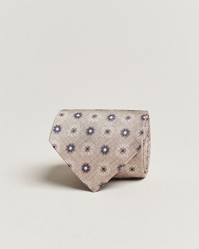 Mies | Solmiot | Amanda Christensen | Silk Oxford Printed Flower 8cm Tie Cream