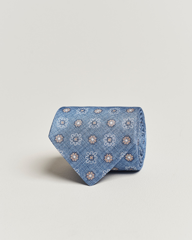 Mies |  | Amanda Christensen | Silk Oxford Printed Flower 8cm Tie Blue
