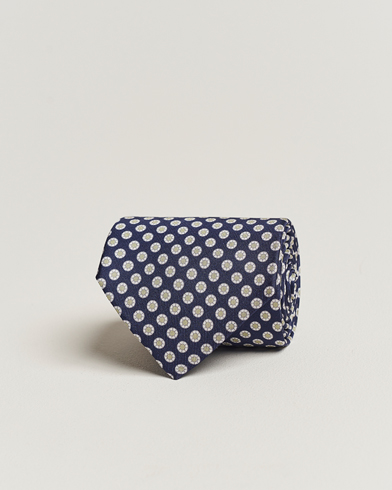 Mies |  | Amanda Christensen | Silk Twill Printed 8cm Tie Navy/Green