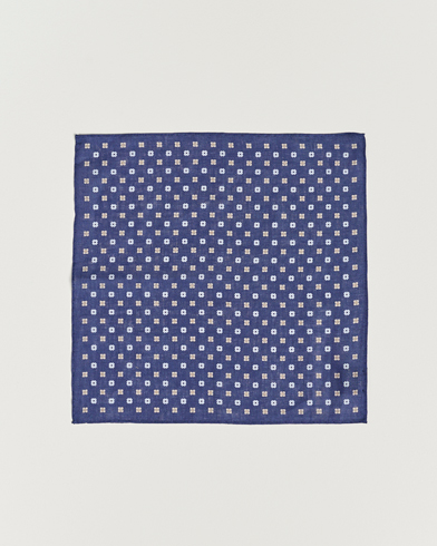 Mies |  | Amanda Christensen | Linen Printed Flower Pocket Square Navy