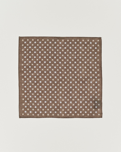 Mies | Taskuliinat | Amanda Christensen | Linen Printed Flower Pocket Square Brown