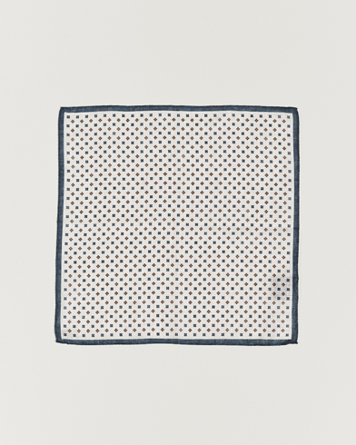 Mies | Arkipuku | Amanda Christensen | Linen Paspoal Printed Flower Pocket Square White/Navy