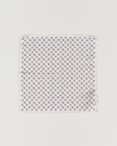 Mies |  | Amanda Christensen | Silk Oxford Printed Paisley Pocket Square White
