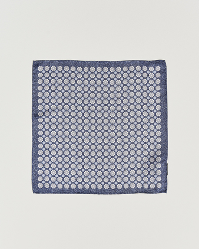 Mies |  | Amanda Christensen | Silk Twill Printed Medallion Pocket Square Navy