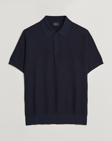 Mies | Brioni | Brioni | Basket Stitch Knitted Polo Navy