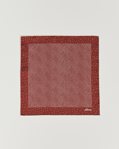 Mies | Taskuliinat | Brioni | Printed Silk Pocket Square White/Red