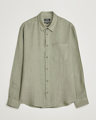Mies | A.P.C. | A.P.C. | Cassel Linen Shirt Light Olive