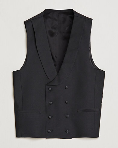 Mies | Smokit | Oscar Jacobson | Hale Wool Tuxedo Waistcoat Black