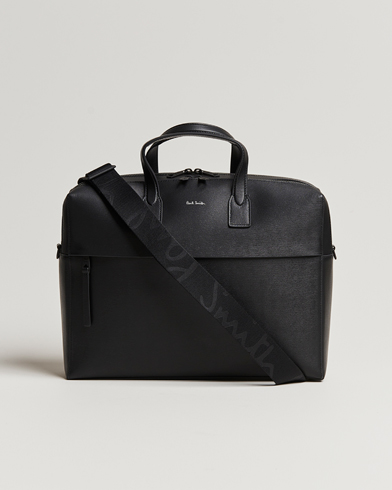 Mies |  | Paul Smith | Leather Double Zip Computer Bag Black