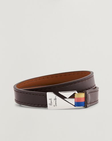Mies |  | Paul Smith | Leather Hook Wrap Bracelet Brown