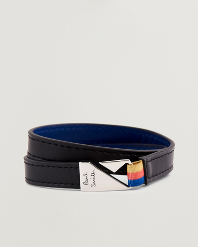Mies |  | Paul Smith | Leather Hook Wrap Bracelet Black