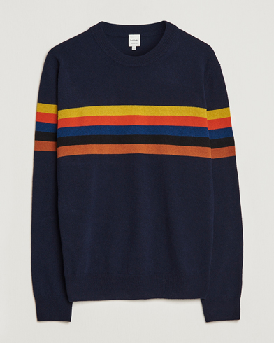 Mies |  | Paul Smith | Wool Stripe Knitted Crew Neck Navy