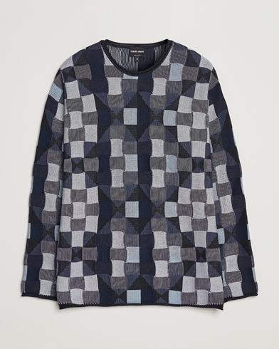 Mies | Giorgio Armani | Giorgio Armani | Geometrical Patchwork Sweater Navy/White