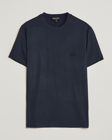 Mies | Luxury Brands | Giorgio Armani | Embroidered Logo T-Shirt Navy