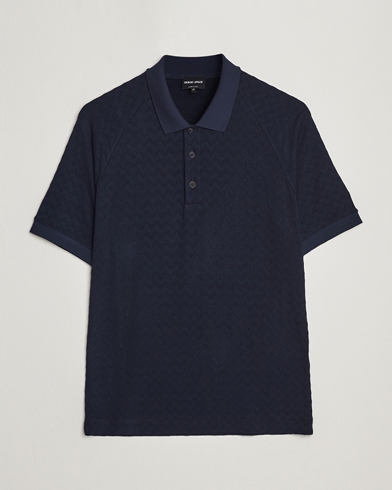 Mies |  | Giorgio Armani | Jacquard Short Sleeve Polo Navy