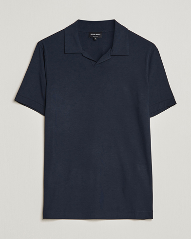 Mies | Luxury Brands | Giorgio Armani | Short Sleeve Stretch Polo Navy