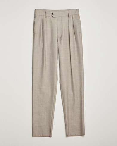 Mies | Irtohousut | Giorgio Armani | Pleated Wool Trousers Light Grey