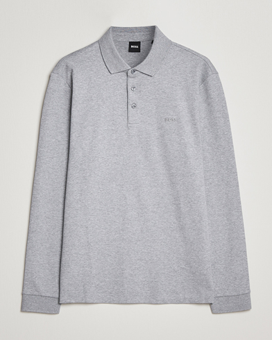 Mies | Kaulukselliset neuleet | BOSS BLACK | Pado Knitted Polo Shirt Silver