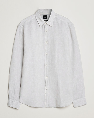 Mies | Pellavapaidat | BOSS BLACK | Liam Linen Shirt Light Grey