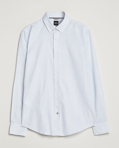 Mies | BOSS | BOSS | Hal Cotton/Linen Striped Shirt Pastel Blue