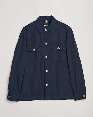 Mies | Overshirts | BOSS BLACK | Carper Linen Overshirt Dark Blue