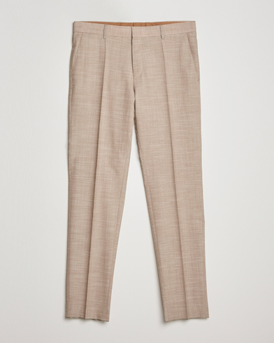 Mies | Suorat housut | BOSS BLACK | Genius Wool/Cotton Pleated Trousers Light Beige
