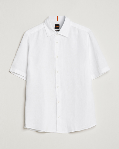 Mies | Lyhythihaiset kauluspaidat | BOSS Casual | Rash Linen Short Sleeve Shirt White