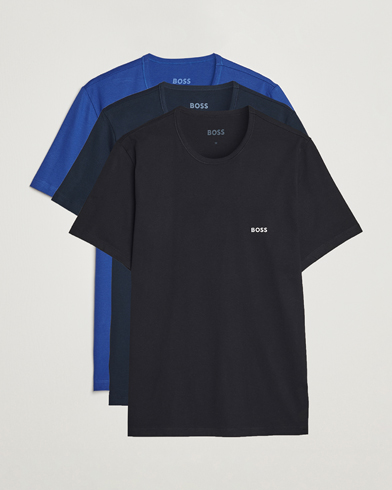 Mies |  | BOSS BLACK | 3-Pack Crew Neck T-Shirt Blue/Navy/Dark Blue