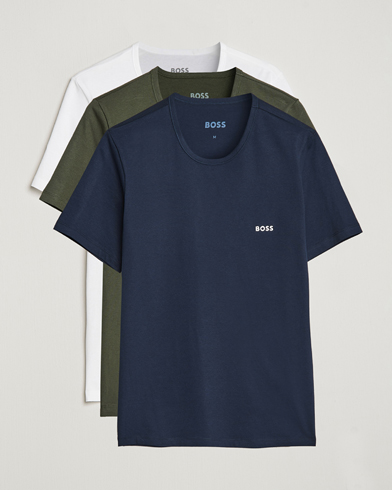 Mies | Lyhythihaiset t-paidat | BOSS BLACK | 3-Pack Crew Neck T-Shirt Navy/Green/White