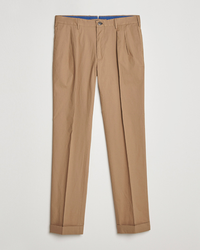 Mies | Irtohousut | Incotex | Carrot Fit Popelino Lightweight Cotton Trousers Khaki