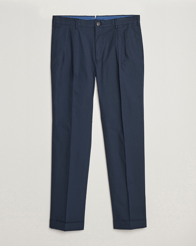 Mies | Irtohousut | Incotex | Carrot Fit Popelino Lightweight Cotton Trousers Navy
