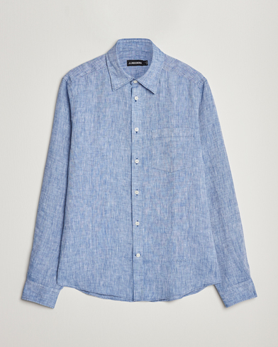 Mies | Osastot | J.Lindeberg | Slim Fit Linen Melange Shirt Lapis Blue