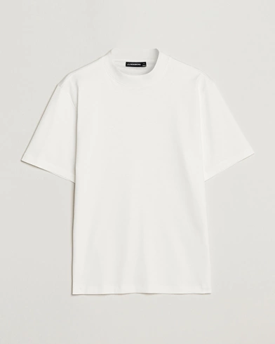 Mies | Valkoiset t-paidat | J.Lindeberg | Ace Mock Neck Mercerized Cotton T-Shirt White