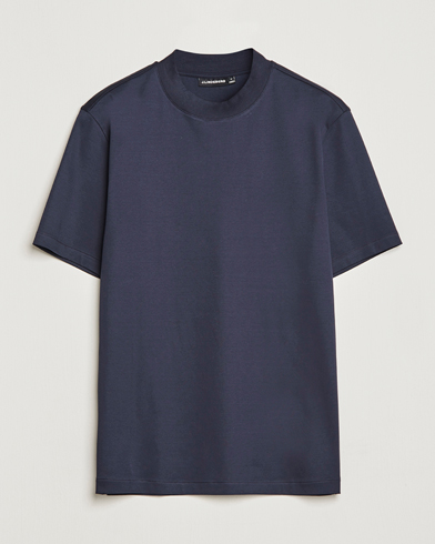 Mies |  | J.Lindeberg | Ace Mock Neck Mercerized Cotton T-Shirt Navy