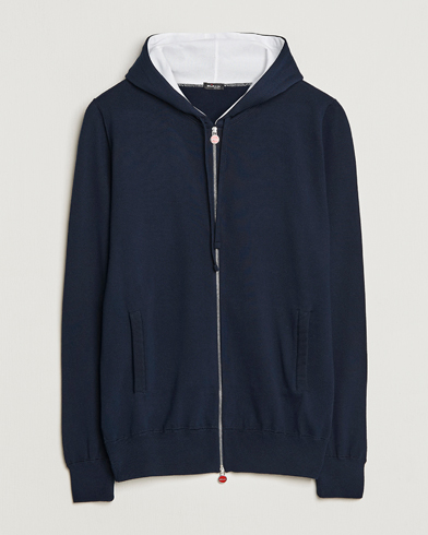 Mies | Luxury Brands | Kiton | Hooded Zip Sweater Navy