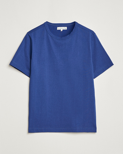 Mies | Merz b. Schwanen | Merz b. Schwanen | Relaxed Loopwheeled Sturdy T-Shirt Pacific Blue