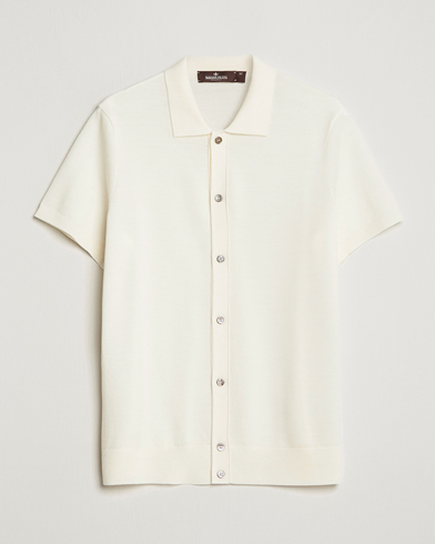 Mies |  | Morris Heritage | Alberto Knitted Short Sleeve Knitted Shirt Off White