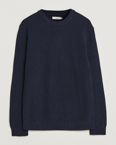 Mies |  | Nudie Jeans | August Cotton Rib Knitted Sweater Navy