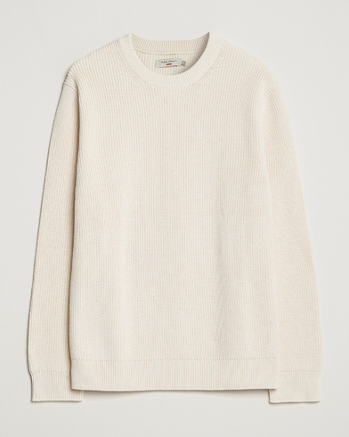 Mies |  | Nudie Jeans | August Cotton Rib Knitted Sweater Chalk White