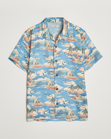 Mies |  | Nudie Jeans | Arvid Printed Short Sleeve Shirt Hawaii Azure