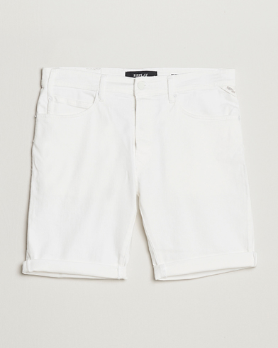 Mies | Farkkushortsit | Replay | RBJ901 Super Stretch Jeans Shorts White