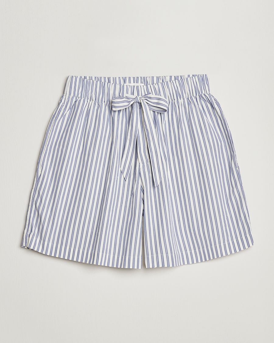Tekla Poplin Pyjama Shorts Skagen Stripes – Sininen