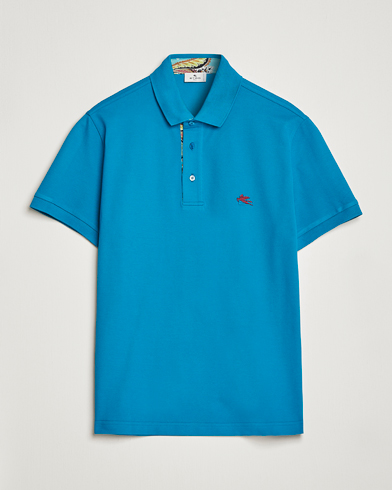 Mies |  | Etro | Short Sleeve Contrast Paisley Polo Azzurro