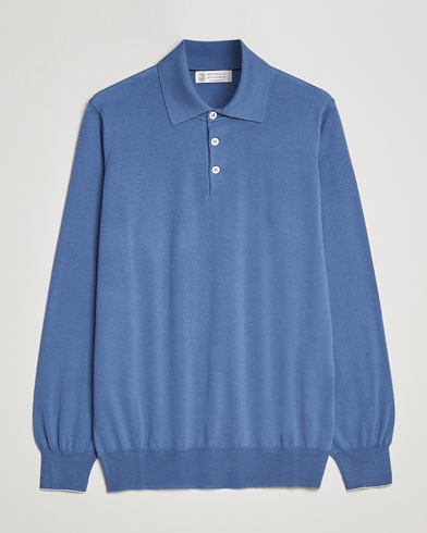 Mies |  | Brunello Cucinelli | Cashmere/Wool Knitted Polo Oxford Blue